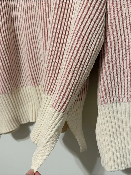 Altar’d State Pink Striped Sweater Size Large Chenille - Picture 6 of 7